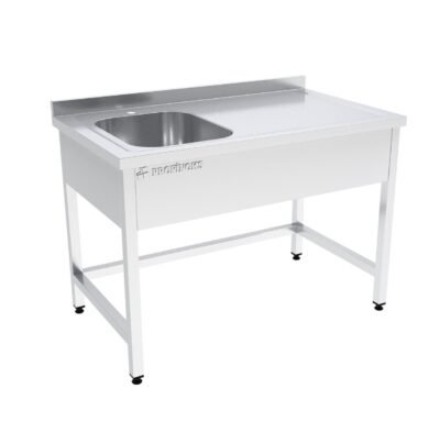 Tek Evyeli Çalışma Tezgahı Sırtlı Taban Rafsız 900x600x850 mm