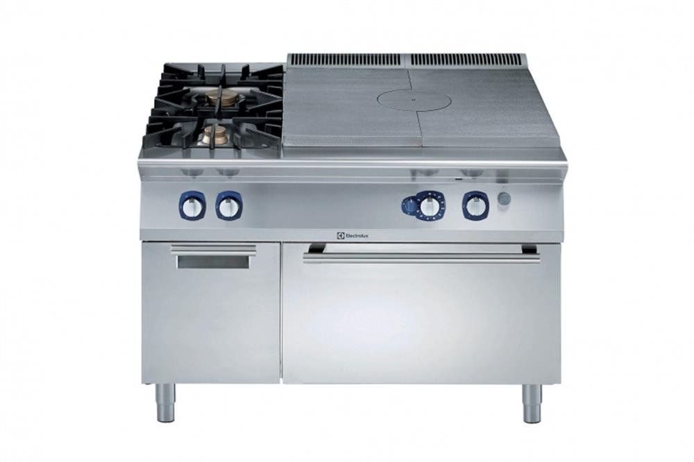 Electrolux Kapalı Ateş Ocak 105 Kw 2 Açık Ateş 1×10 Kw 1×6 Kw Altı Gazlı Fırın 85 Kw ve Dolaplı  120*93*85 cm