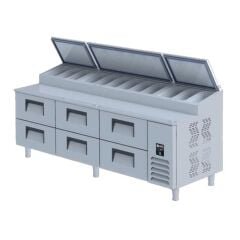 Öztiryakiler PZC 72 YUKSEK PLEXIGLASS KAPAKLI PIZZA HAZIRLIK UNITESI (79E3.PZC72.H0) - Görsel 6