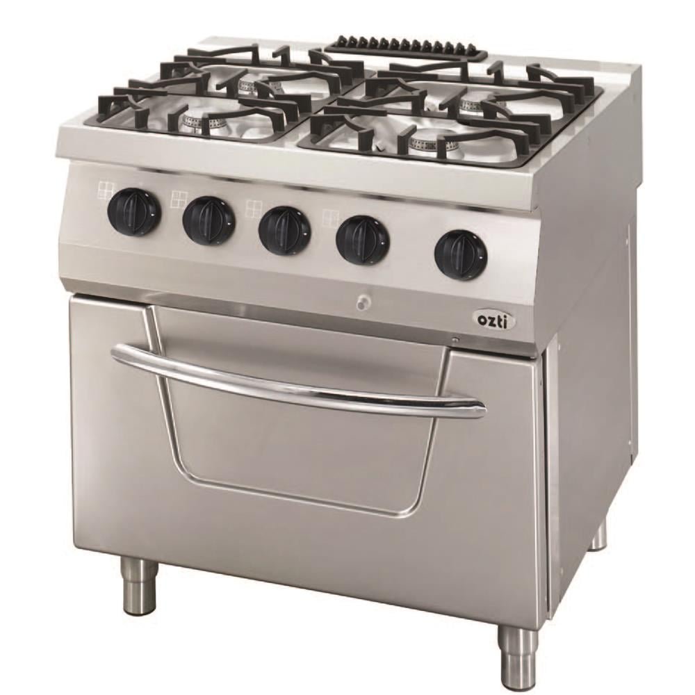 Öztiryakiler 700 SERİ KUZİNE FIRINLI GAZLI 4 AÇIK ATEŞ 80*70*85 (L)-4x6kW+6kW ELEKTRİKLİ FIRIN (7865.N1.80708.10EL)