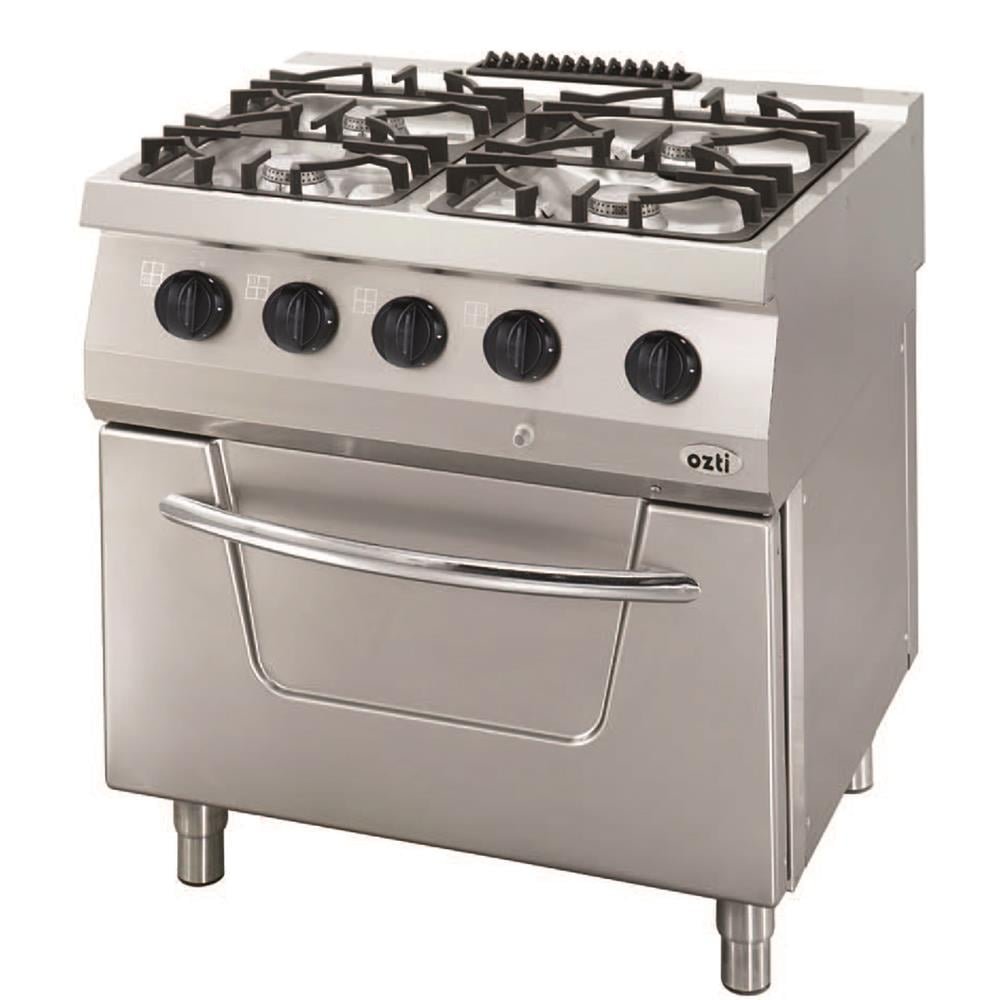 ÖZTİRYAKİLER KUZİNE FIRINLI GAZLI 4 AÇIK ATEŞ 80*70*85 (LP)-2x6kW+2×7,5kW+7kW GAZLI FIRIN