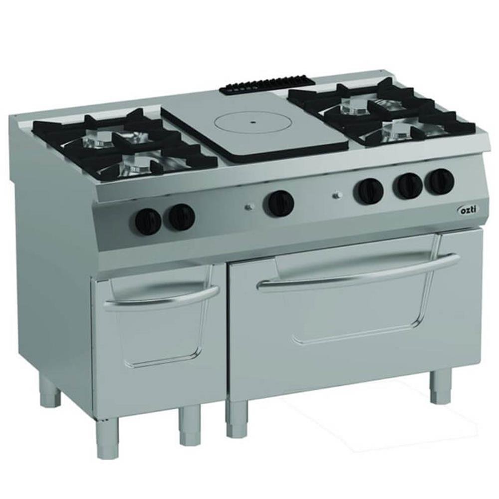 Öztiryakiler 700 SERİ KUZİNE FIRINLI GAZLI 4 AÇIK ATEŞ +1/3 KAPALI DÖKÜM 120*70*85 (L) (7865.N1.12708.12L)