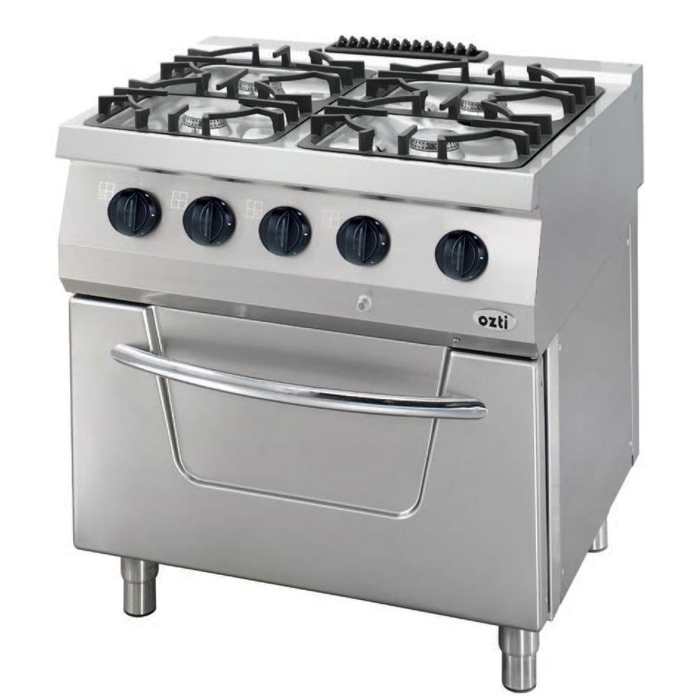 ÖZTİRYAKİLER KUZİNE FIRINLI GAZLI 4 AÇIK ATEŞ 80*70*85 (L)-4x6kW+7kW GAZLI FIRIN