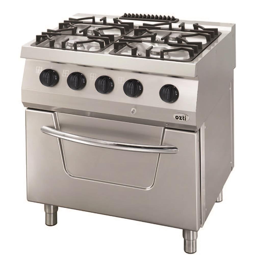 ÖZTİRYAKİLER KUZİNE FIRINLI GAZLI 4 AÇIK ATEŞ 80*70*85 (LS)-4×7,5kW+7kW GAZLI FIRIN