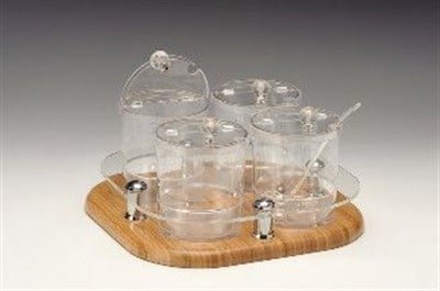 Zicco Ahşap Altlı 4 lü Sosluk Standı 30*30*17 cm