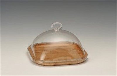 Zicco Ahşap Altlı Akrilik Kapaklı Fanus 21*21 cm 21*21* H 13 cm