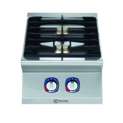Electrolux Professional, Endüstriyel 2 açık ateşli gazlı set üstü ocak, her brulör 5,5 kW, derinlik 730 mm – 400 mm – Ölçüler: GxDxY 400x730x250 mm, 371000