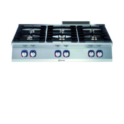 Electrolux Professional, Endüstriyel 6 açık ateşli gazlı set üstü ocak, her brulör 5,5 kW, derinlik 730 mm – 1200 mm – Ölçüler: GxDxY 1200x730x250 mm, 371004