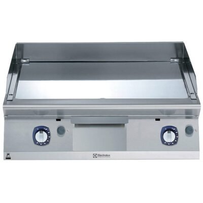 Endüstriyel Gazlı set üstü ızgara, düz krom pleytli, eğimli tablalı, termostatik kontrol, demonte sırtlık ve spatula, derinlik 730 mm – 800 mm – Ölçüler: GxDxY 800x730x250 mm