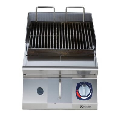 Endüstriyel Powergrill-Gazlı Set Üstü HP barbekü, pişirme yüzeyinde max.350°C sıcaklık, çift taraflı döküm ızgaralı, radyan ısıtma, paslanmaz brulörlü – 400 mm – Ölçüler: GxDxY 400x730x250 mm