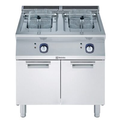 Electrolux Professional, Endüstriyel 2X15 Lt elektrikli fritöz, 2 V-tip hazneli, ısıtıcılar hazne dışında, 2 sepetli, derinlik 730 mm, alt dolaplı – 800 mm – Ölçüler: GxDxY 800x730x850 mm, 371082