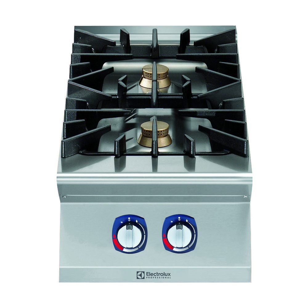 2 açık ateşli gazlı set üstü ocak, her brulör 6 kW - 400 mm - Ölçüler: GxDxY 400x930x250 mm