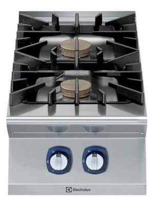 2 açık ateşli gazlı set üstü ocak, her brulör 10 kW – 400 mm – Ölçüler: GxDxY 400x930x250 mm