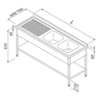 Öztiryakiler EVYELİ TEZG.2G/1D SOL 3 PERDELİ TABAN RAFLI 150*60 (7758.156A8.21)