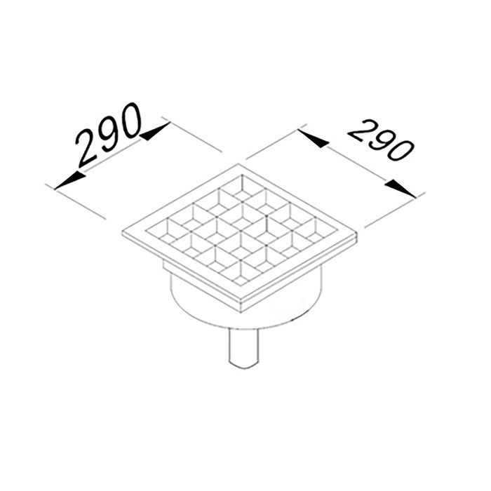 Öztiryakiler YER IZGARASI TAVALI ORTADAN SIFONLU ALTTAN CIKISLI Q100 PVC 290*290 (7960.02929.1O1)