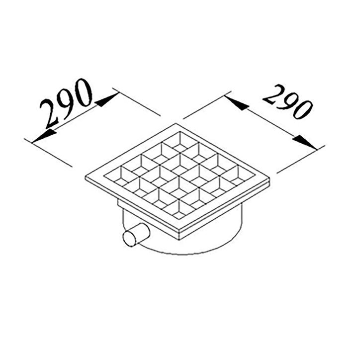 Öztiryakiler YER IZGARASI TAVALI ORTADAN SIFONLU -ONDEN CIKISLI Q 50 PVC 290*290 (7960.02929.5O3)