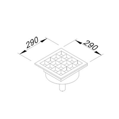Öztiryakiler YER IZGARASI TAVALI ORTADAN SIFONLU ALTTAN CIKISLI Q 70 PVC 290*290 (7960.02929.7O1)