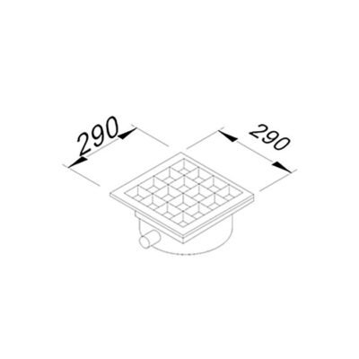Öztiryakiler YER IZGARASI TAVALI ORTADAN SIFONLU -ONDEN CIKISLI Q 70 PVC 290*290 (7960.02929.7O3)