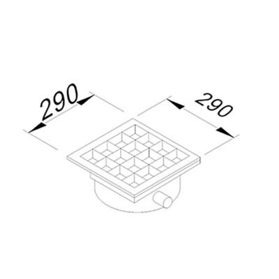 Öztiryakiler YER IZGARASI TAVALI KENARDAN SIFONLU SAGDAN CIKISLI Q70 PVC 290*290 (7960.02929.7Y2)