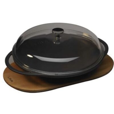 Öztiryakiler LAVA Sac Kavurma Tavası, Metal Kulplu, Cam Kapaklı ve Ahşap altlıklı. Çap(Ø)28cm.  LV ECO SK 28 T7 K3 (8149.028T7.K3)