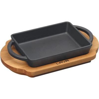 Öztiryakiler LAVA Dikdörtgen Kulplu Tava ve Ahşap Altlıklı. Ölçü 12x15cm. LV ECO P TV 1215 K4 (8149.PTV12.15K4)