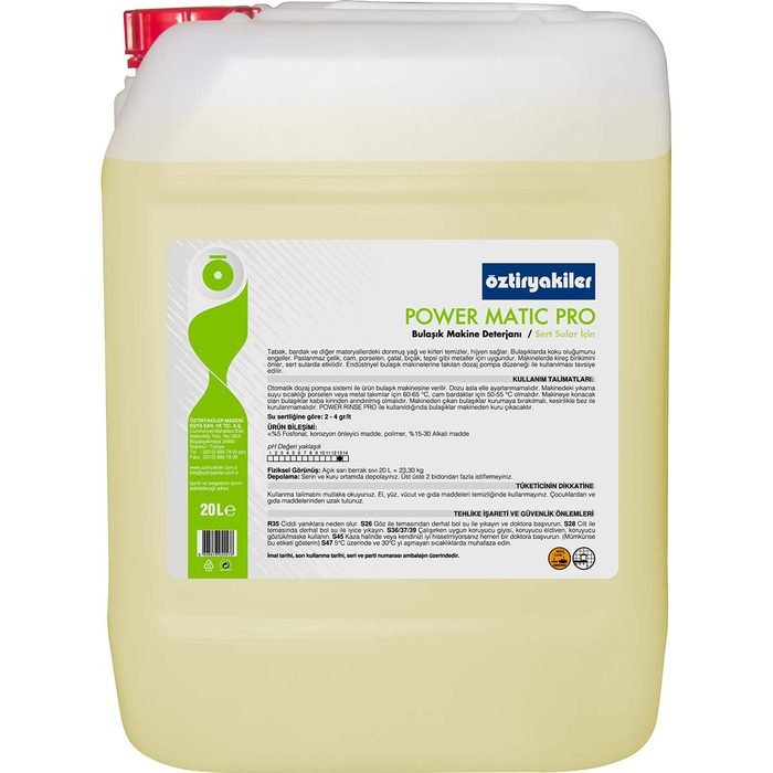 Öztiryakiler POWER MATIC PLATIN BULAŞIK MAKİNESİ DETERJANI (ÇOK SERT SULAR İÇİN) 20 L (8899.P1002.20P)