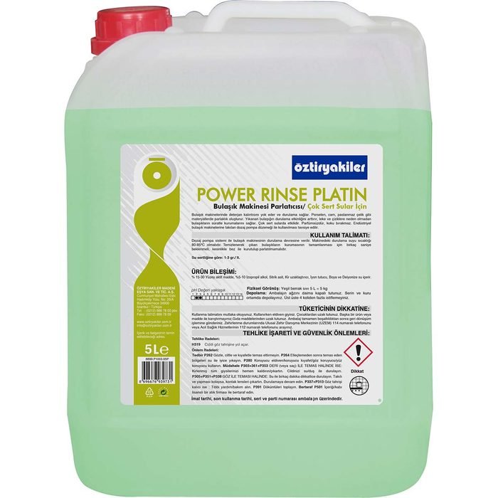 Öztiryakiler POWER RINSE PLATIN BULAŞIK MAK. DURULAMA MAD. (AŞIRI SERT SULAR İÇİN) 5L (8899.P1003.05P)