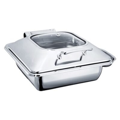 Öztiryakiler OZTIRYAKILER  CHAFING DISH DİKDÖRTGEN CAM KAPAKLI AYAKSIZ  6 L (2/3 GN) (9450.GWM32.BGL)