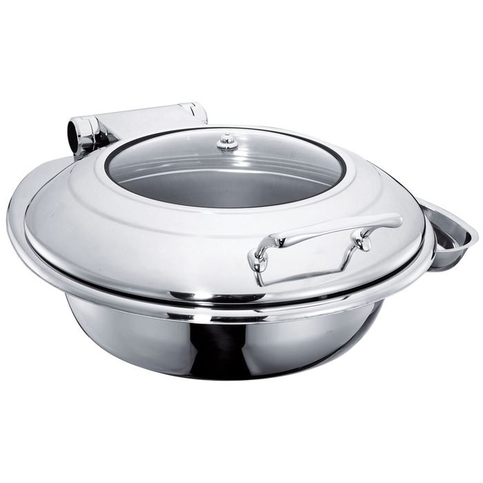 Öztiryakiler OZTIRYAKILER CHAFING DISH YUVARLAK CAM KAPAKLI AYAKSIZ 6 L 2/3 GN (9450.GWM60.BGL)