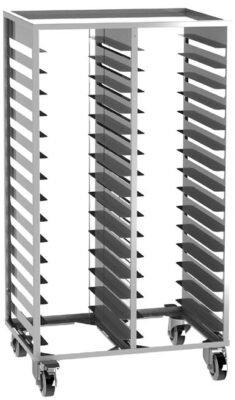 Yüksel, 201 INOX BULAŞIK TOPLAMA ARABASI İKİLİ KOMPLE SAÇ 37×53 cm 30 TEPSİLİK 84x57x159 cm, MB114X4