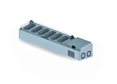Iceinox VTP 132 PL Set Üstü Pleksi Kapaklı Saladbar 5 x GN 1/4, 132x34x30 cm, 430