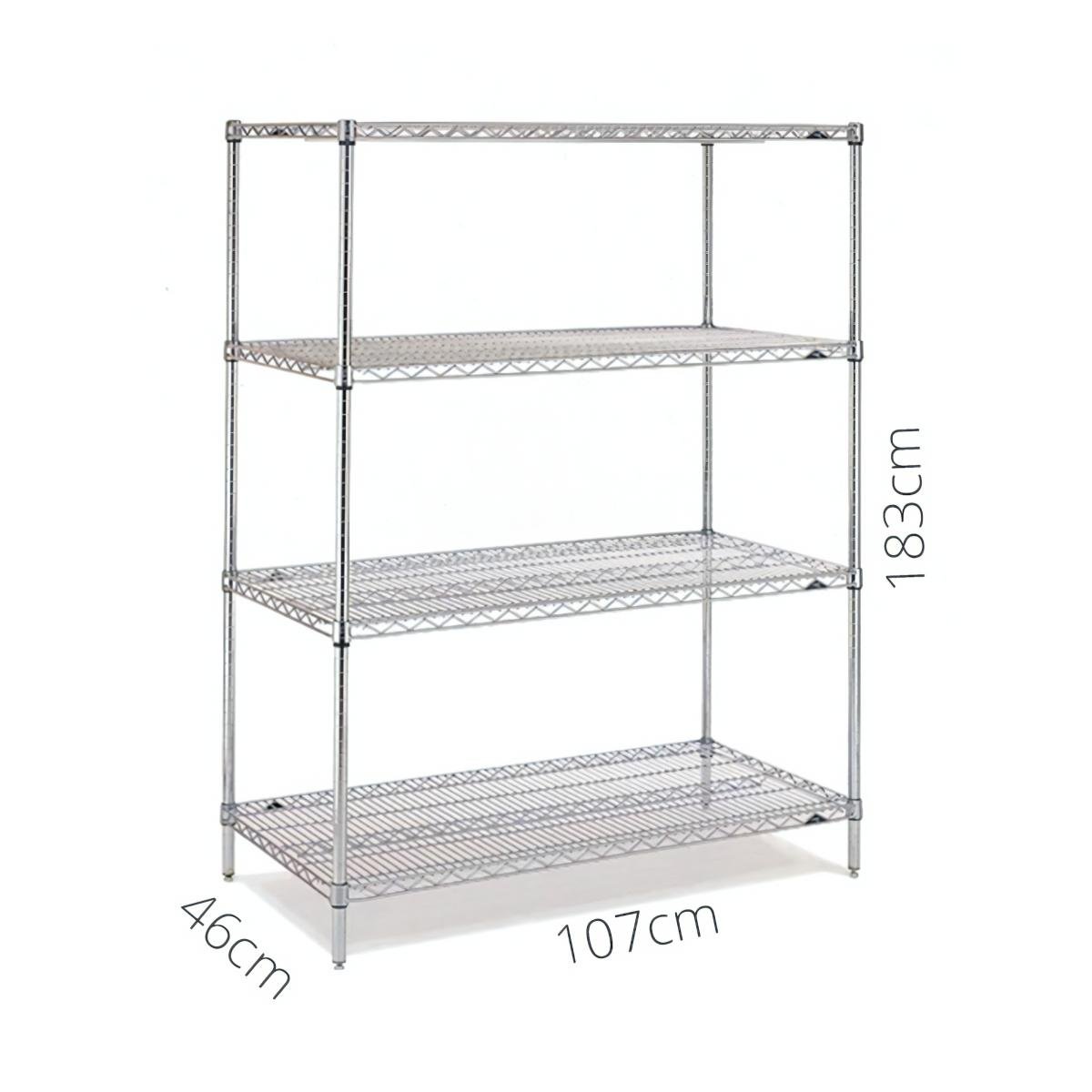 Yüksel, 4 KATLI RAF INOX 304 LIGHT 46x107x183 cm, 4K-304L-46x107x183