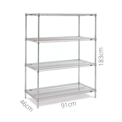 Yüksel, 4 KATLI RAF INOX 304 LIGHT 46x91x183 cm, 4K-304L-46x91x183