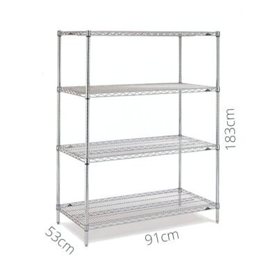 Yüksel, 4 KATLI RAF INOX 304 LIGHT 53x91x183 cm, 4K-304L-53x91x183